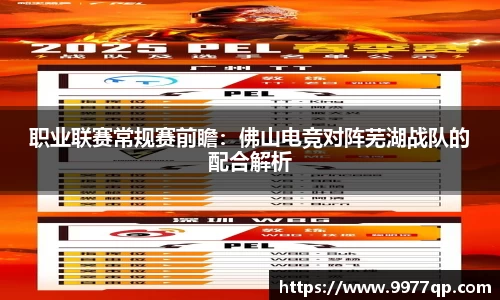 职业联赛常规赛前瞻：佛山电竞对阵芜湖战队的配合解析